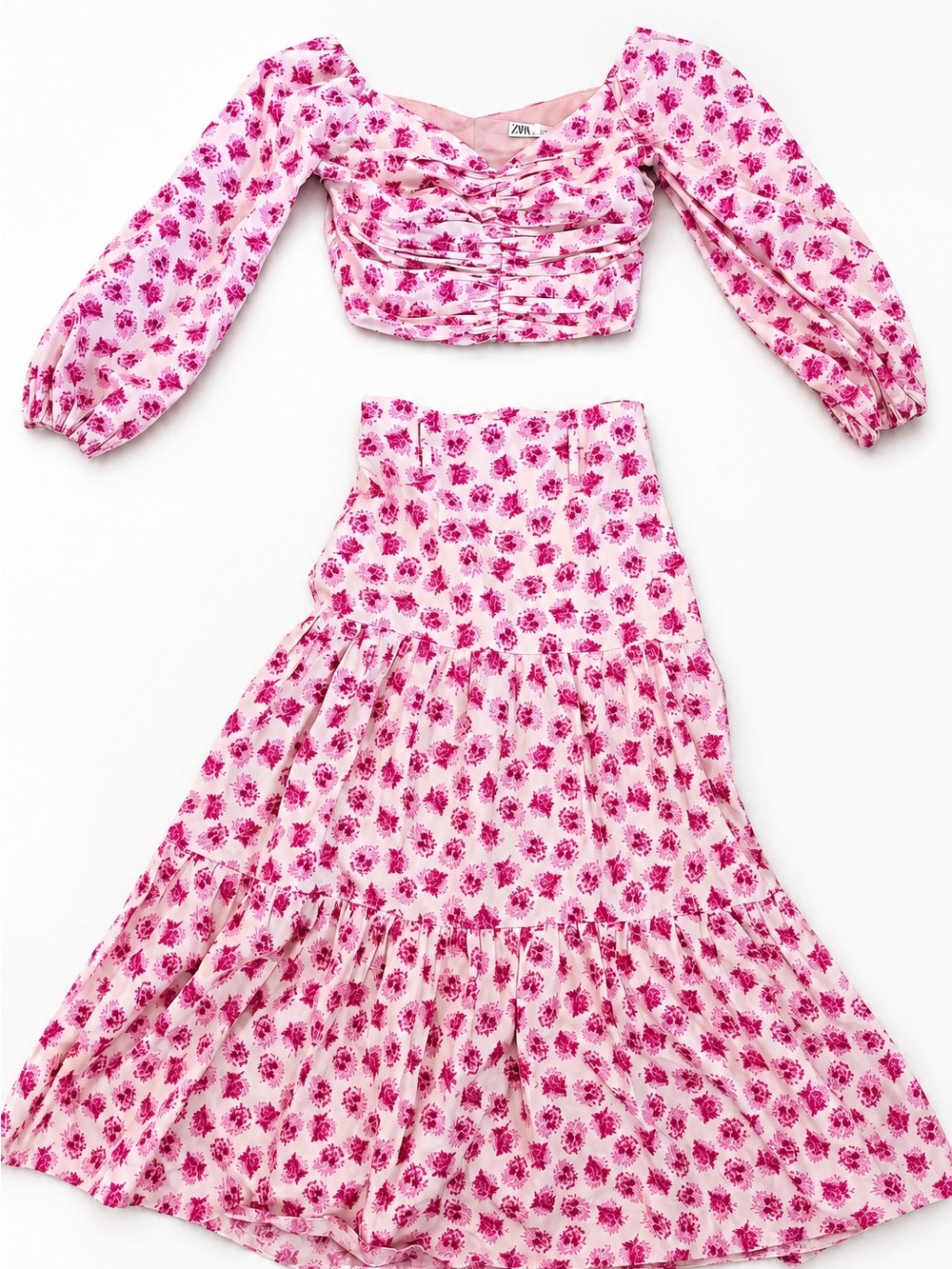 Zara Pink Floral Slip Dress - TOP SIZE M SKIRT SIZE XS